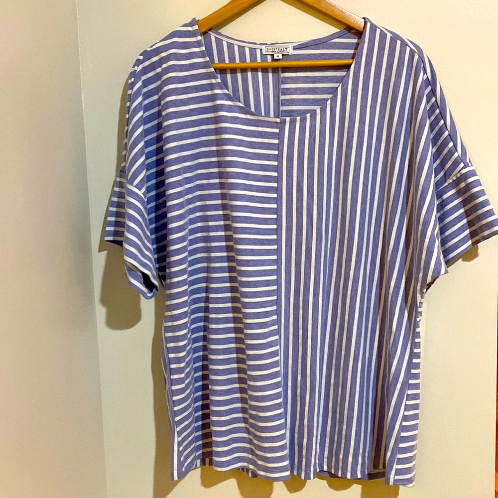 Sweet Salt - blue and white striped tunic blouse